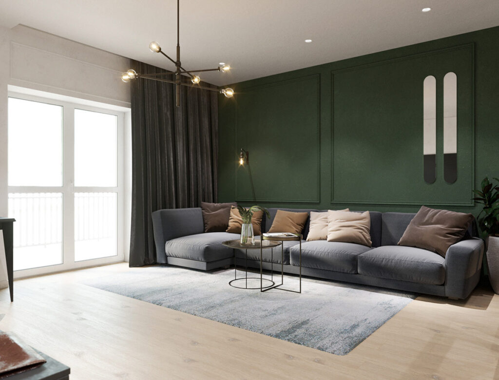 donkergroen woonkamer